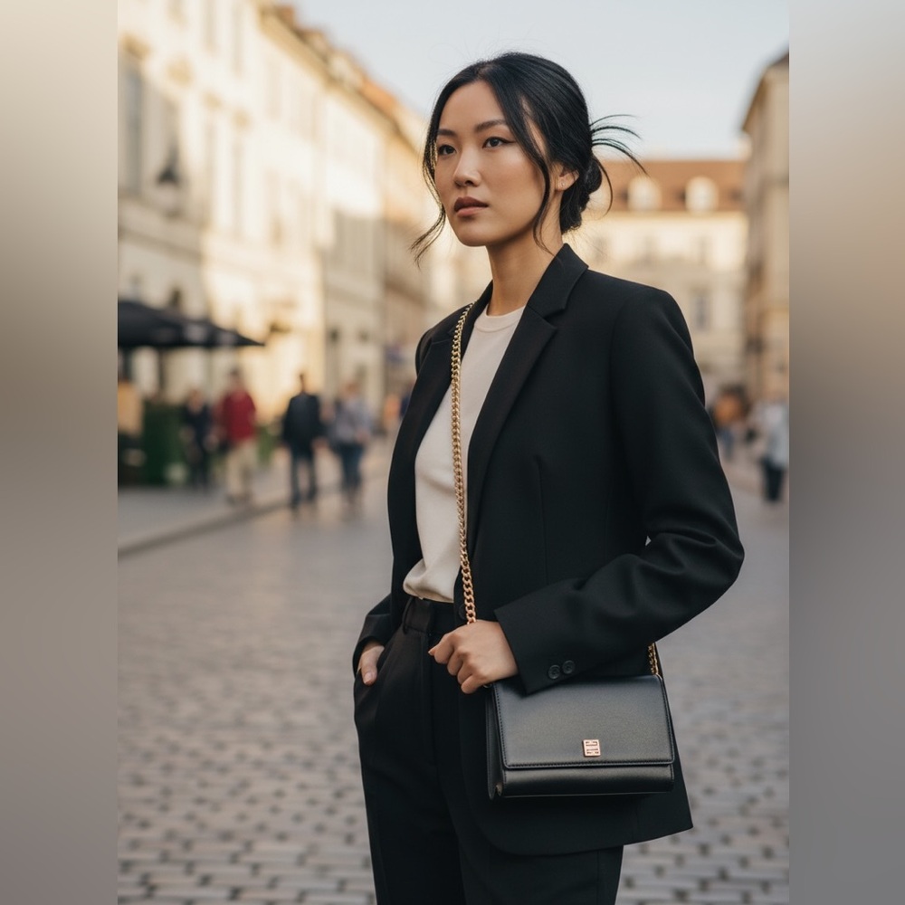 Vintage Givenchy 4G Black Leather Bag with Gold Accent‎